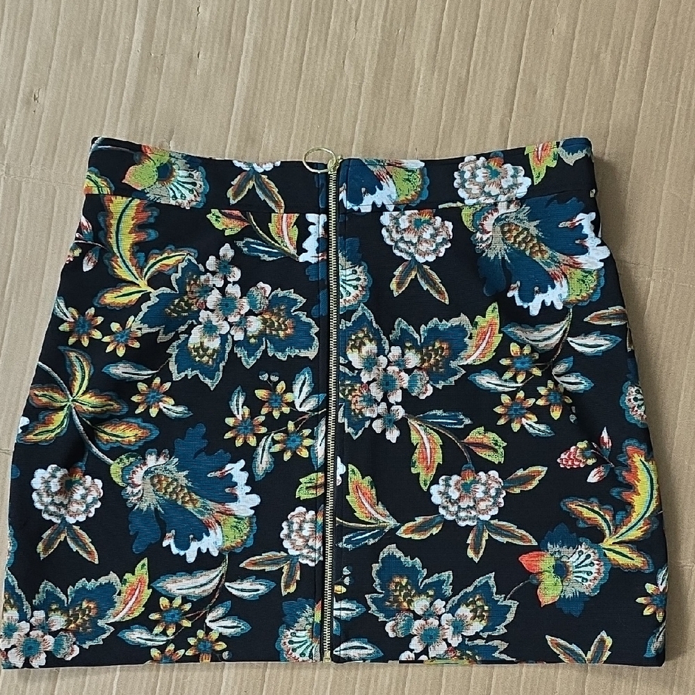 INC x Anna Sui black floral zip front skirt-14